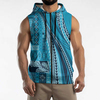 Pasifika Women's Day - Samoa Siapo Malu Tattoo Inspired Sleeveless Zip Hoodie Turquoise