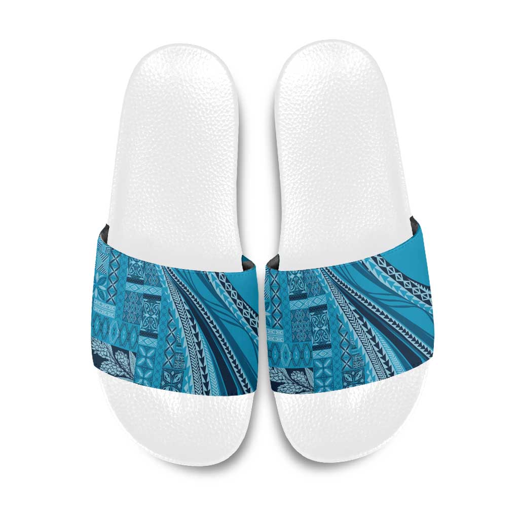 Pasifika Women's Day - Samoa Siapo Malu Tattoo Inspired Slide Sandals Turquoise LT7 Turquoise - Polynesian Pride