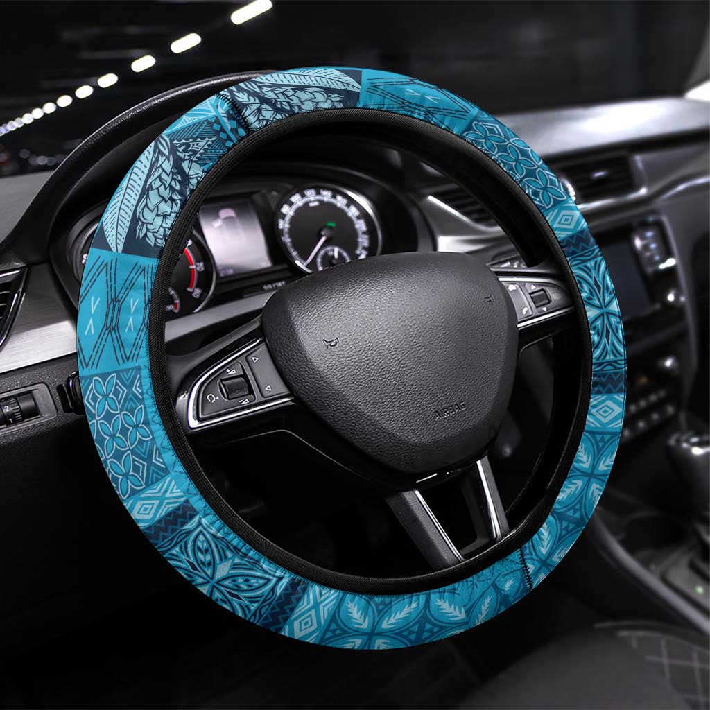 Pasifika Women's Day - Samoa Siapo Malu Tattoo Inspired Steering Wheel Cover Turquoise