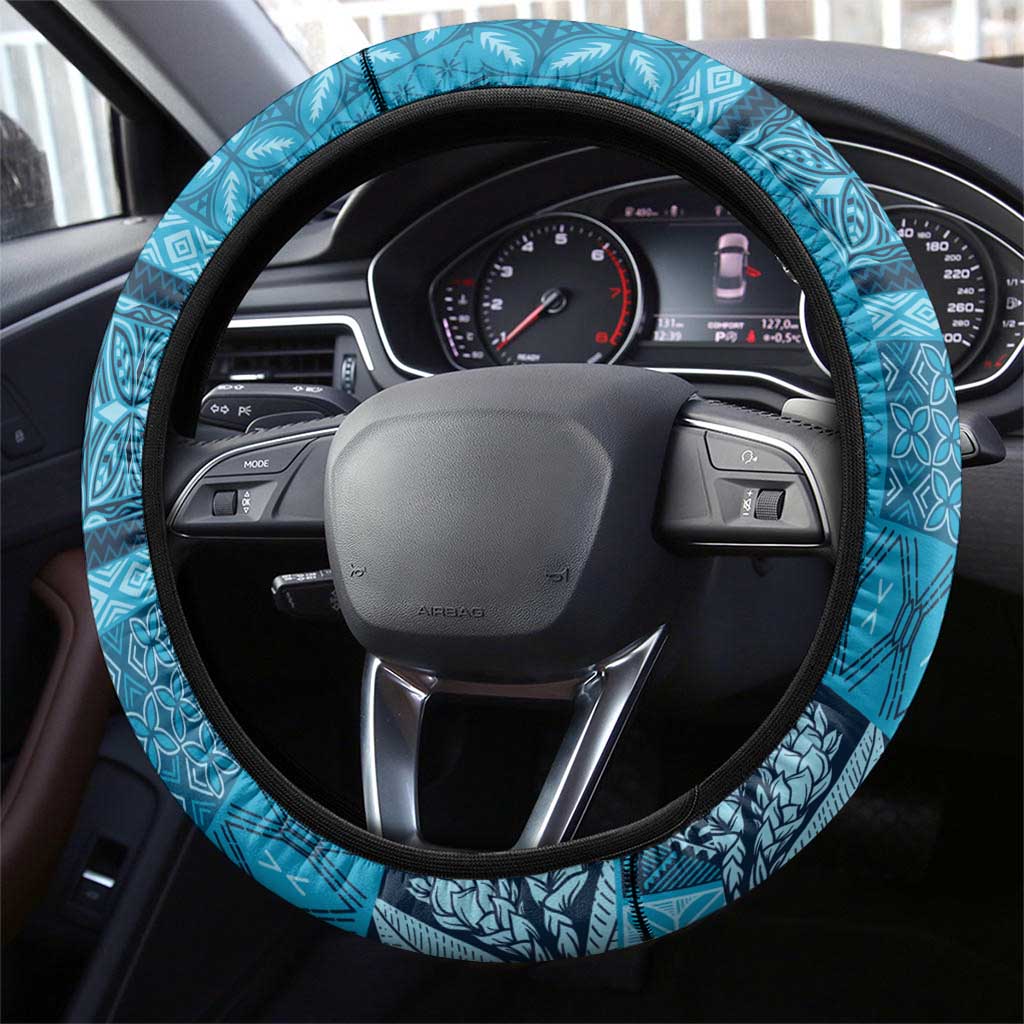 Pasifika Women's Day - Samoa Siapo Malu Tattoo Inspired Steering Wheel Cover Turquoise