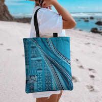 Pasifika Women's Day - Samoa Siapo Malu Tattoo Inspired Tote Bag Turquoise