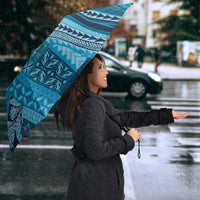 Pasifika Women's Day - Samoa Siapo Malu Tattoo Inspired Umbrella Turquoise