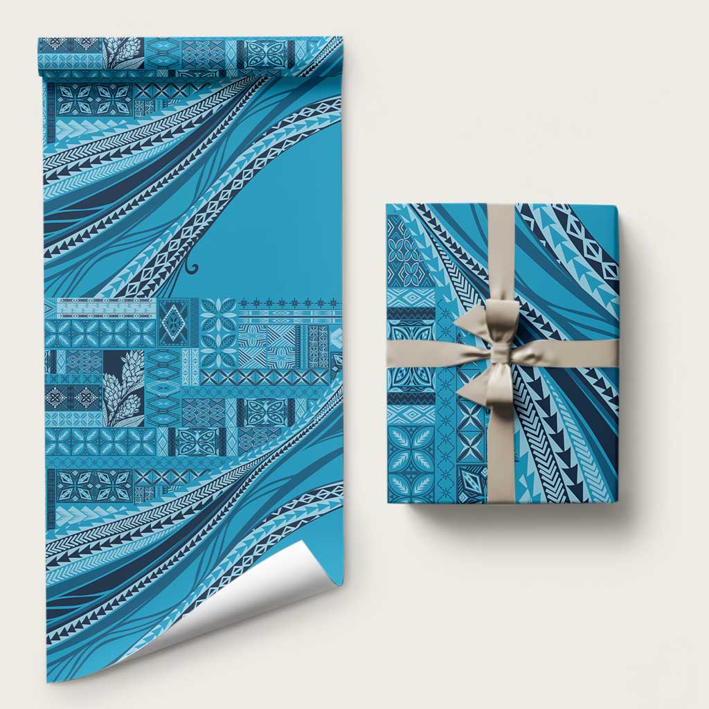 Pasifika Women's Day - Samoa Siapo Malu Tattoo Inspired Wrapping Paper Turquoise