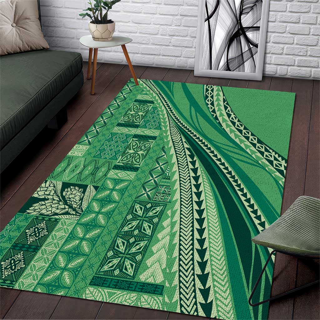 Pasifika Women's Day - Samoa Siapo Malu Tattoo Inspired Area Rug Jade LT7 Jade - Polynesian Pride