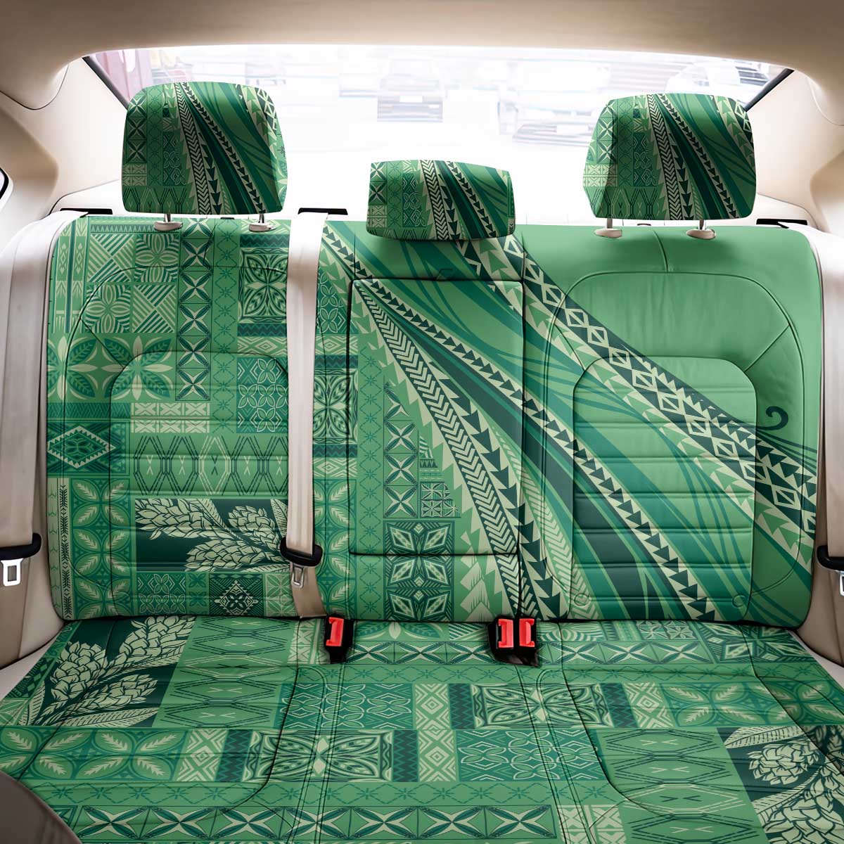 Pasifika Women's Day - Samoa Siapo Malu Tattoo Inspired Back Car Seat Cover Jade