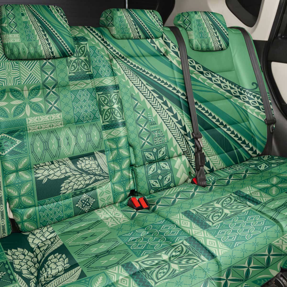 Pasifika Women's Day - Samoa Siapo Malu Tattoo Inspired Back Car Seat Cover Jade