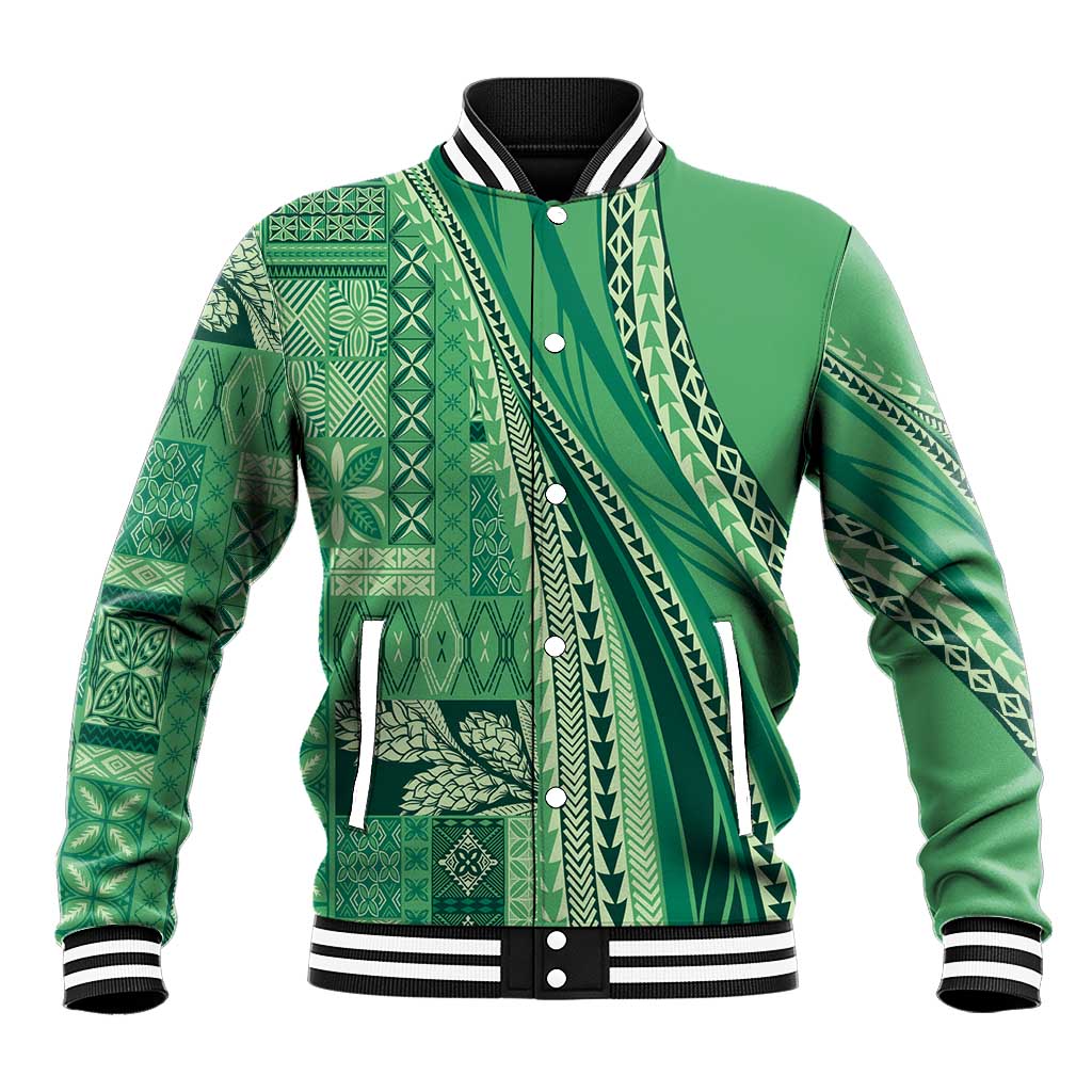 Pasifika Women's Day - Samoa Siapo Malu Tattoo Inspired Baseball Jacket Jade LT7 Unisex Jade - Polynesian Pride