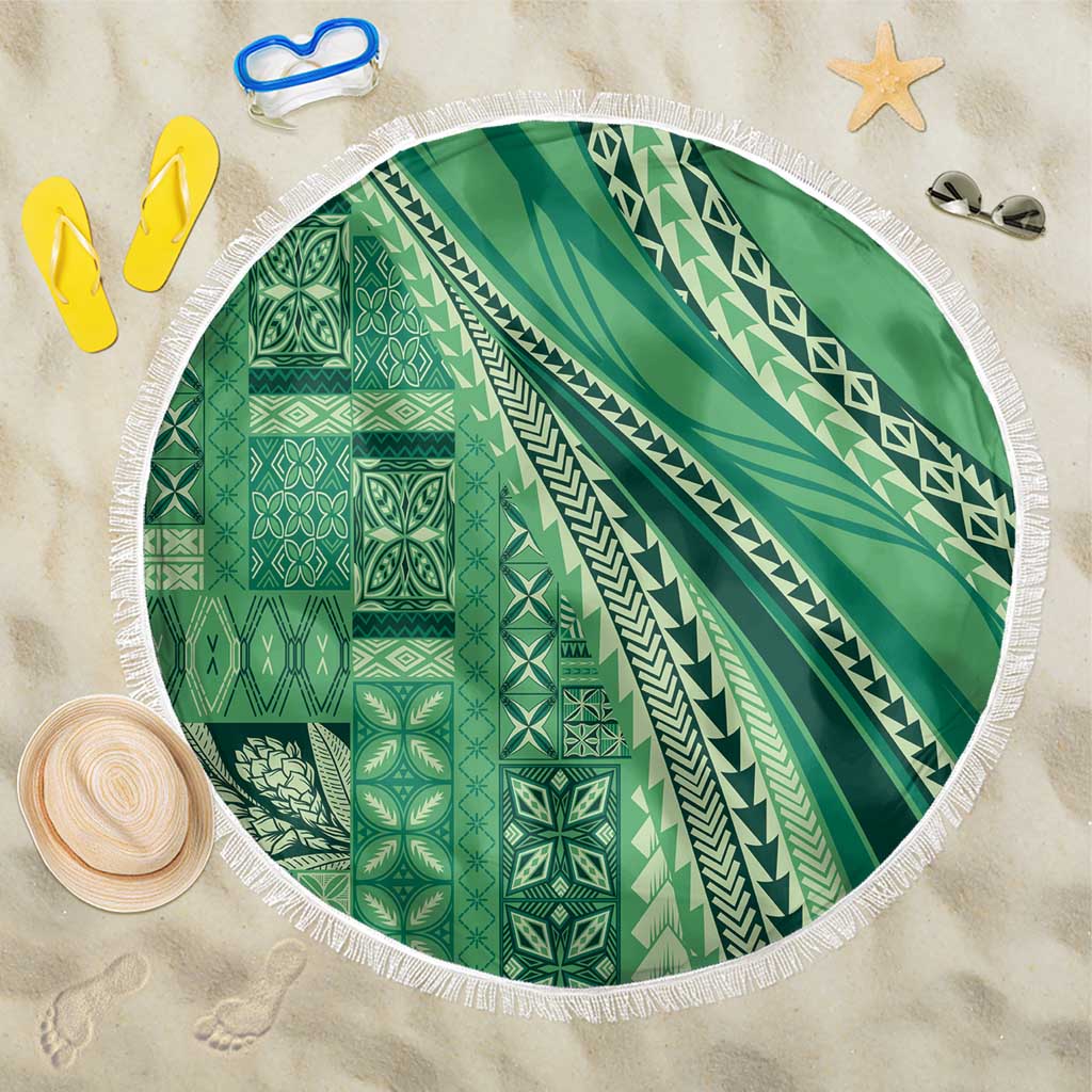 Pasifika Women's Day - Samoa Siapo Malu Tattoo Inspired Beach Blanket Jade