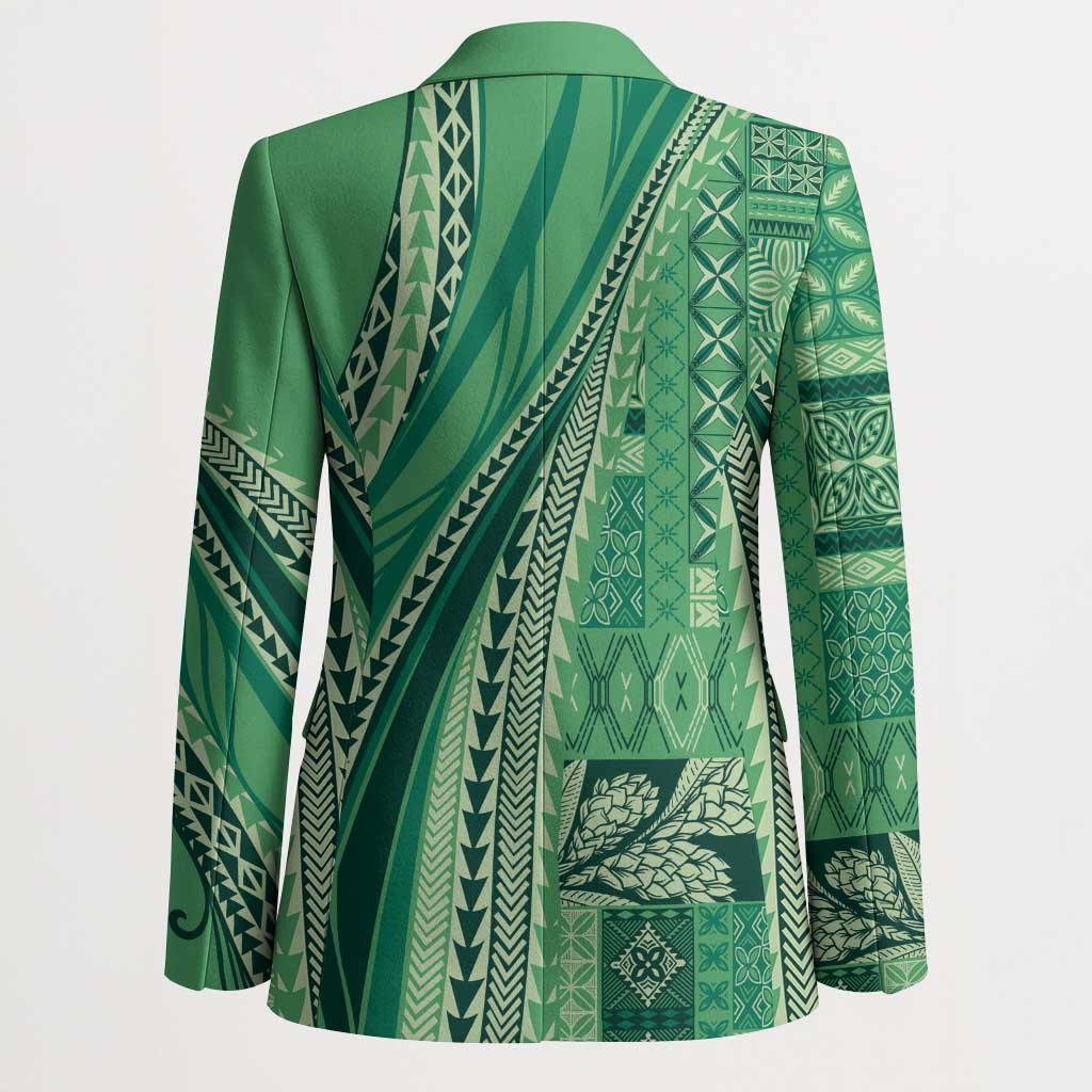 Pasifika Women's Day - Samoa Siapo Malu Tattoo Inspired Blazer Jade