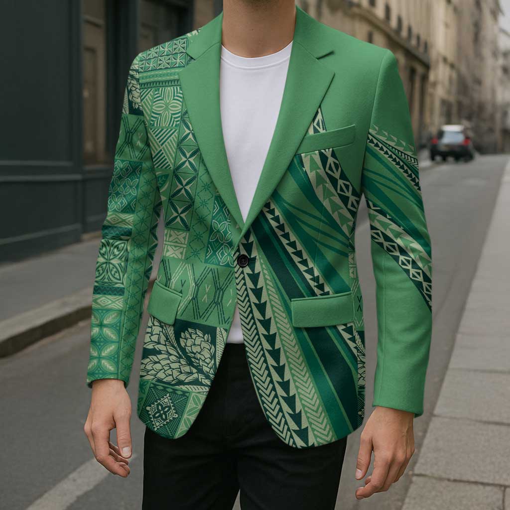 Pasifika Women's Day - Samoa Siapo Malu Tattoo Inspired Blazer Jade