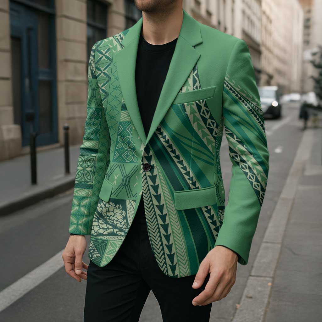 Pasifika Women's Day - Samoa Siapo Malu Tattoo Inspired Blazer Jade