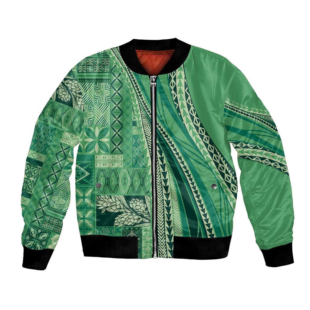 Pasifika Women's Day - Samoa Siapo Malu Tattoo Inspired Bomber Jacket Jade LT7 Unisex Jade - Polynesian Pride