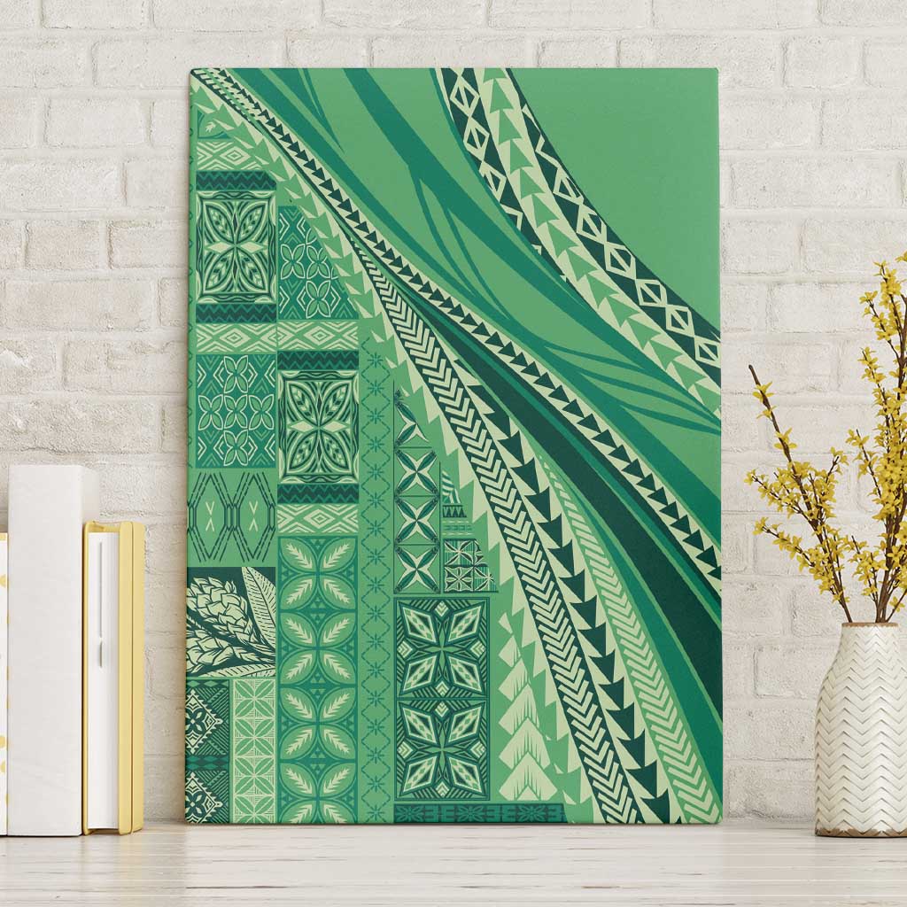 Pasifika Women's Day - Samoa Siapo Malu Tattoo Inspired Canvas Wall Art Jade