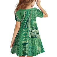 Pasifika Women's Day - Samoa Siapo Malu Tattoo Inspired Family Matching Mermaid Dress and Hawaiian Shirt Jade