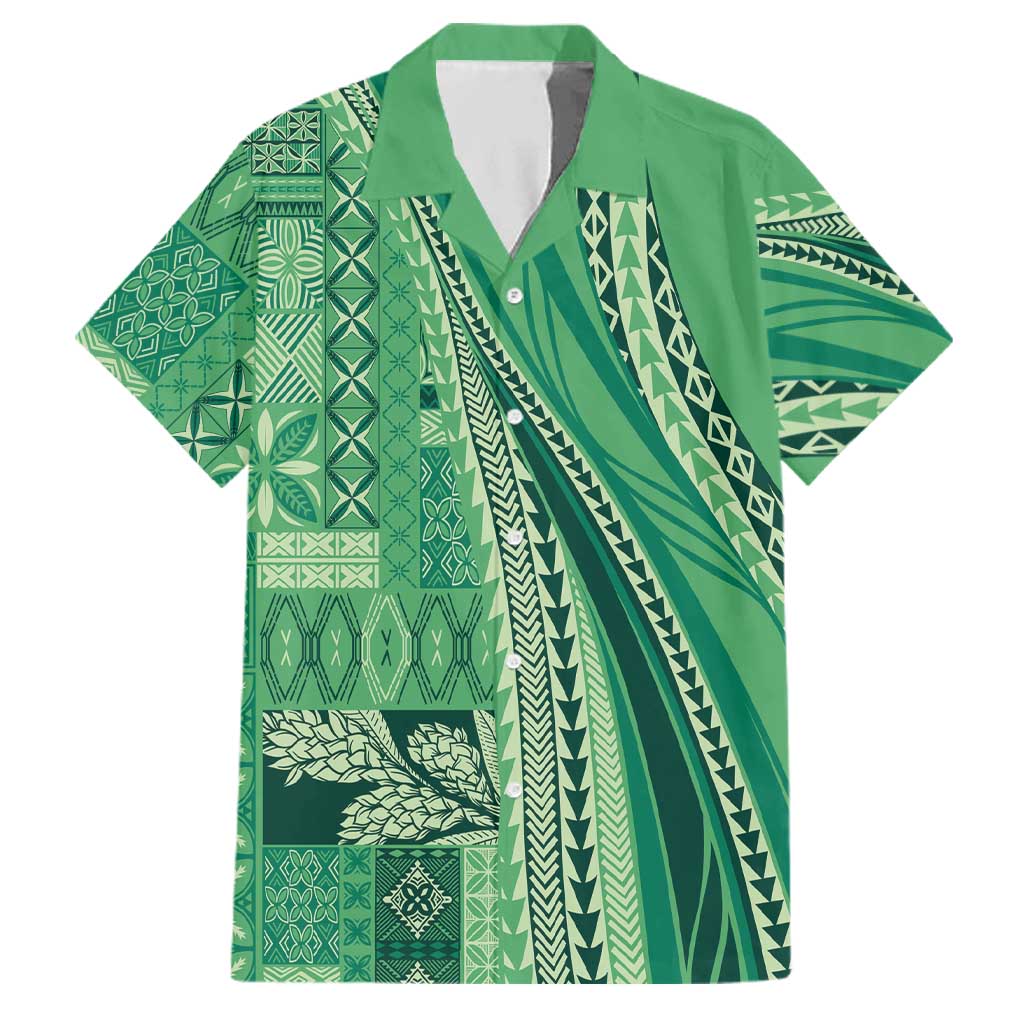 Pasifika Women's Day - Samoa Siapo Malu Tattoo Inspired Family Matching Mermaid Dress and Hawaiian Shirt Jade