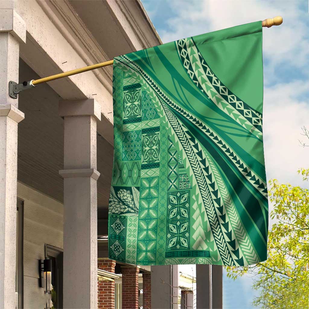Pasifika Women's Day - Samoa Siapo Malu Tattoo Inspired Garden Flag Jade LT7 House Flag Jade - Polynesian Pride