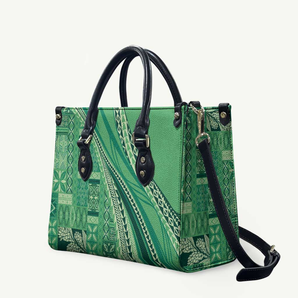 Pasifika Women's Day - Samoa Siapo Malu Tattoo Inspired Leather Bag Jade