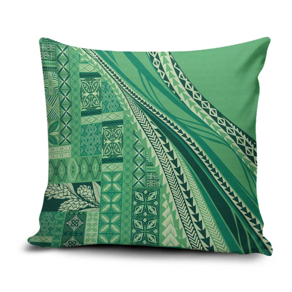 Pasifika Women's Day - Samoa Siapo Malu Tattoo Inspired Pillow Cover Jade