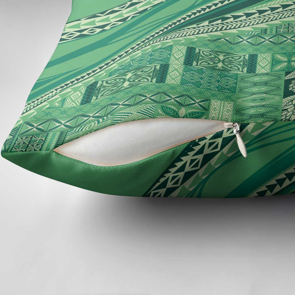 Pasifika Women's Day - Samoa Siapo Malu Tattoo Inspired Pillow Cover Jade