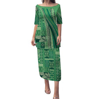Pasifika Women's Day - Samoa Siapo Malu Tattoo Inspired Puletasi Jade LT7 Long Dress Jade - Polynesian Pride