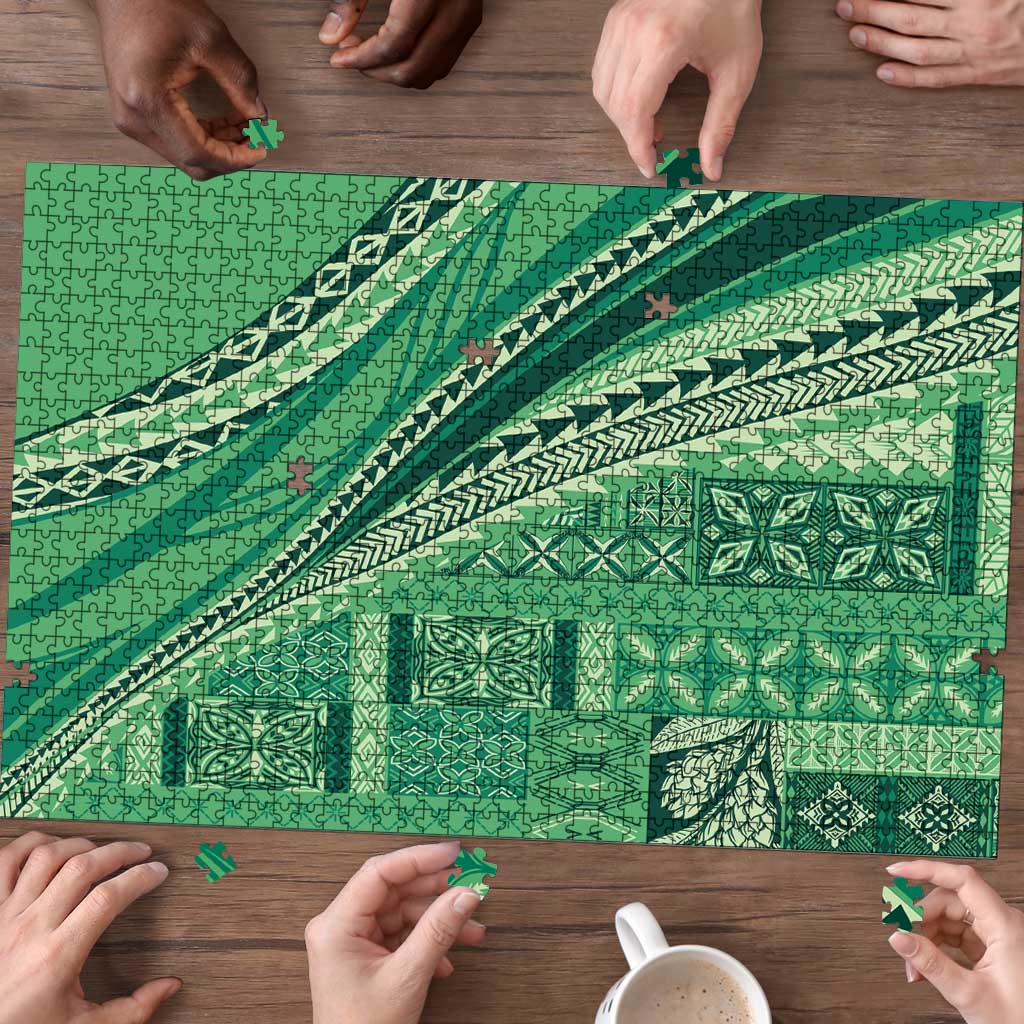 Pasifika Women's Day - Samoa Siapo Malu Tattoo Inspired Puzzle Jade LT7 - Polynesian Pride