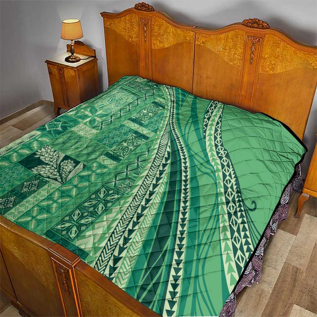 Pasifika Women's Day - Samoa Siapo Malu Tattoo Inspired Quilt Jade