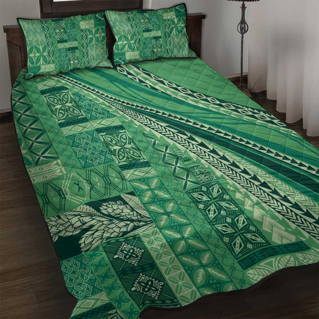 Pasifika Women's Day - Samoa Siapo Malu Tattoo Inspired Quilt Bed Set Jade LT7 Jade - Polynesian Pride