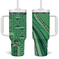 Pasifika Women's Day - Samoa Siapo Malu Tattoo Inspired Tumbler With Handle Jade