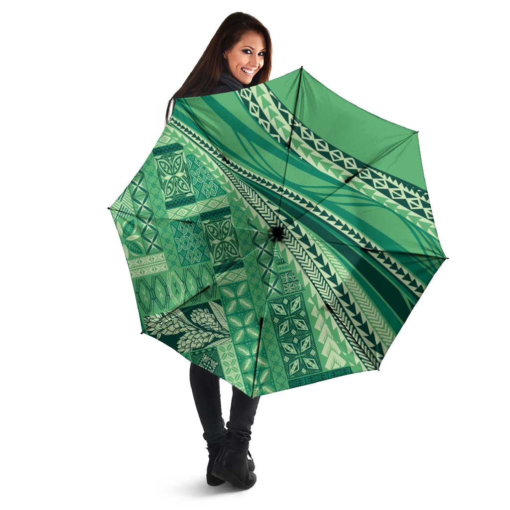 Pasifika Women's Day - Samoa Siapo Malu Tattoo Inspired Umbrella Jade