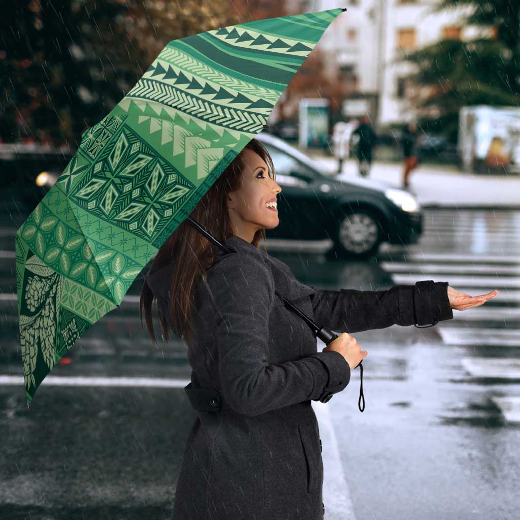 Pasifika Women's Day - Samoa Siapo Malu Tattoo Inspired Umbrella Jade