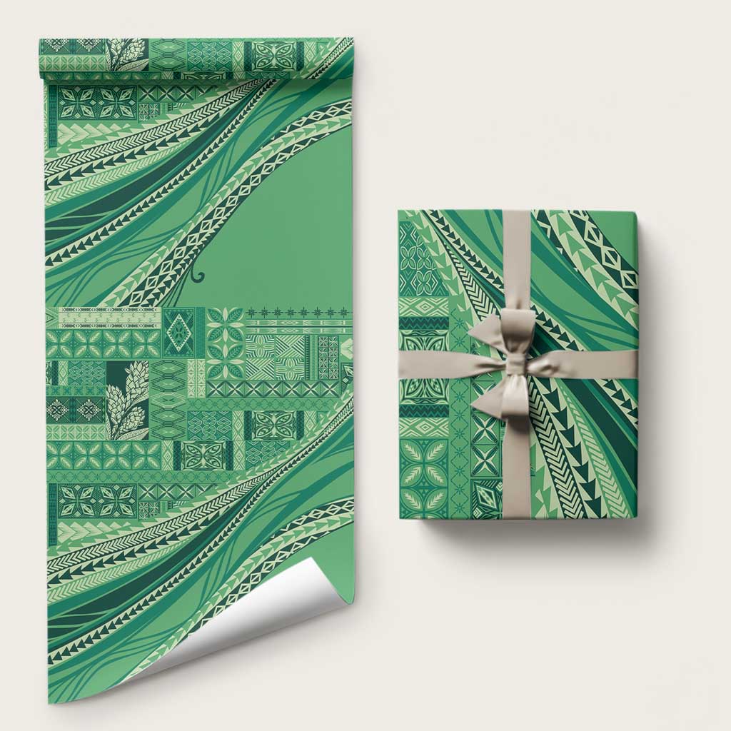 Pasifika Women's Day - Samoa Siapo Malu Tattoo Inspired Wrapping Paper Jade
