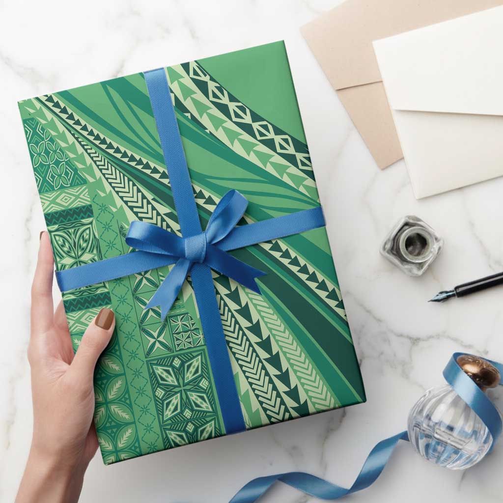 Pasifika Women's Day - Samoa Siapo Malu Tattoo Inspired Wrapping Paper Jade