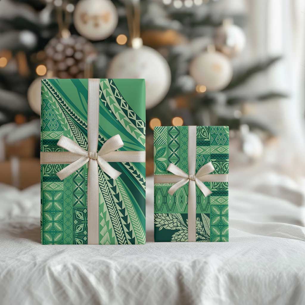 Pasifika Women's Day - Samoa Siapo Malu Tattoo Inspired Wrapping Paper Jade