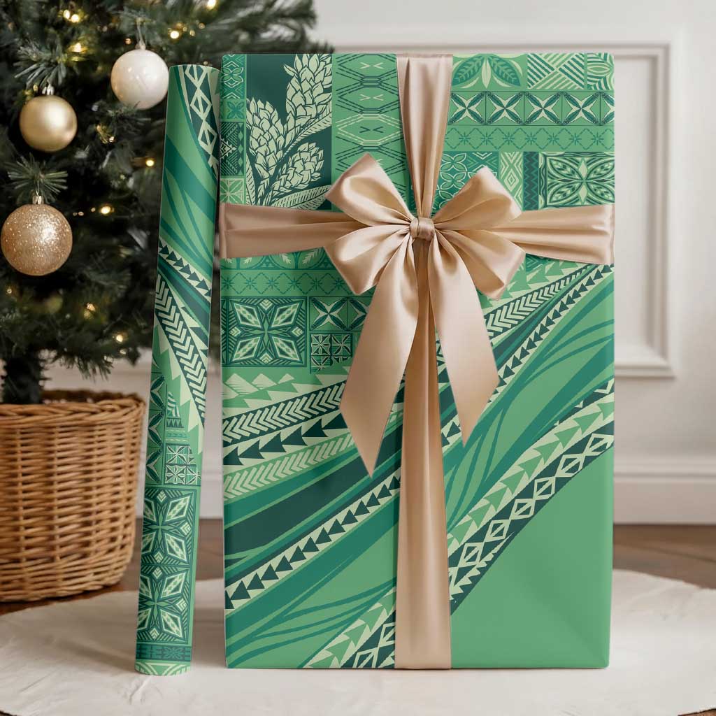 Pasifika Women's Day - Samoa Siapo Malu Tattoo Inspired Wrapping Paper Jade