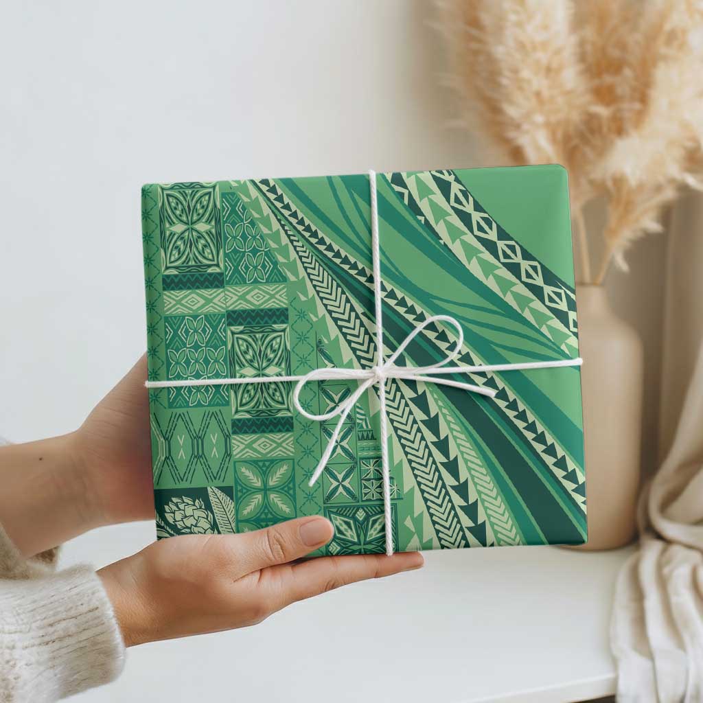 Pasifika Women's Day - Samoa Siapo Malu Tattoo Inspired Wrapping Paper Jade