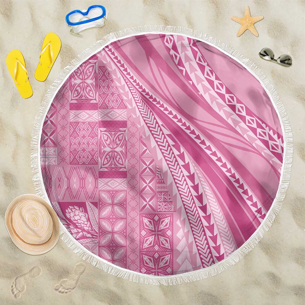 Pasifika Women's Day - Samoa Siapo Malu Tattoo Inspired Beach Blanket Pink