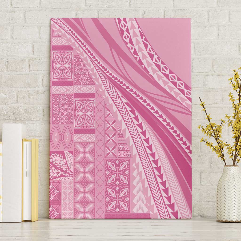 Pasifika Women's Day - Samoa Siapo Malu Tattoo Inspired Canvas Wall Art Pink