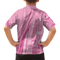 Pasifika Women's Day - Samoa Siapo Malu Tattoo Inspired Family Matching Off Shoulder Maxi Dress and Hawaiian Shirt Pink