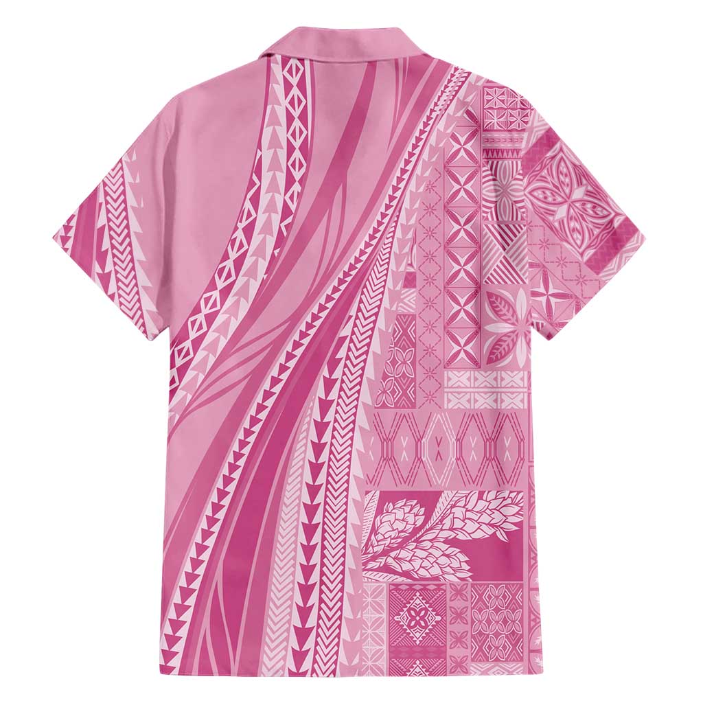 Pasifika Women's Day - Samoa Siapo Malu Tattoo Inspired Family Matching Off Shoulder Maxi Dress and Hawaiian Shirt Pink