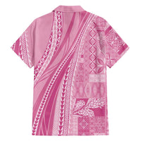 Pasifika Women's Day - Samoa Siapo Malu Tattoo Inspired Family Matching Off Shoulder Maxi Dress and Hawaiian Shirt Pink