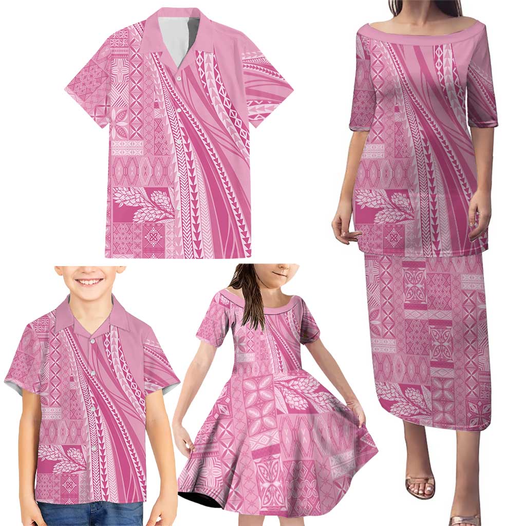 Pasifika Women's Day - Samoa Siapo Malu Tattoo Inspired Family Matching Puletasi and Hawaiian Shirt Pink LT7 - Polynesian Pride