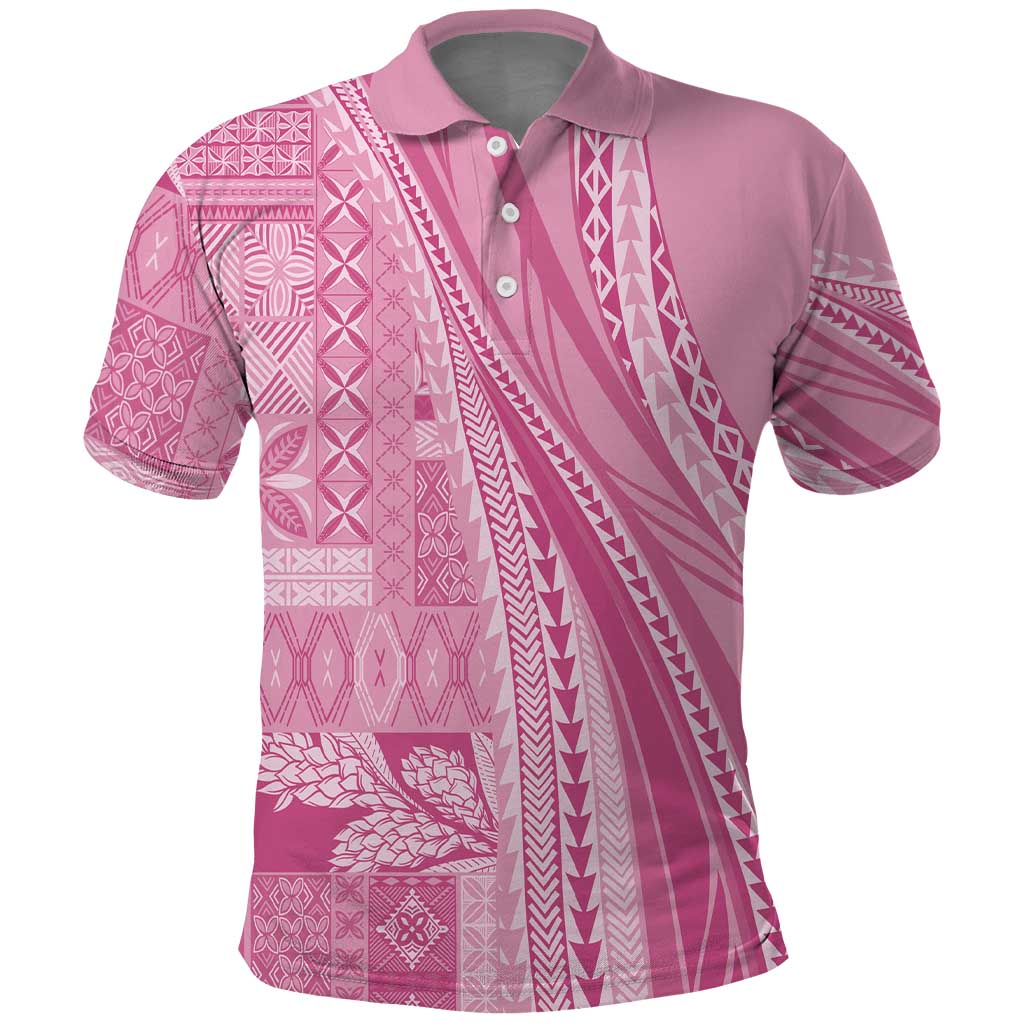 Pasifika Women's Day - Samoa Siapo Malu Tattoo Inspired Polo Shirt Pink