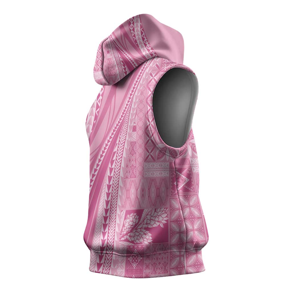 Pasifika Women's Day - Samoa Siapo Malu Tattoo Inspired Sleeveless Hoodie Pink LT7 - Polynesian Pride