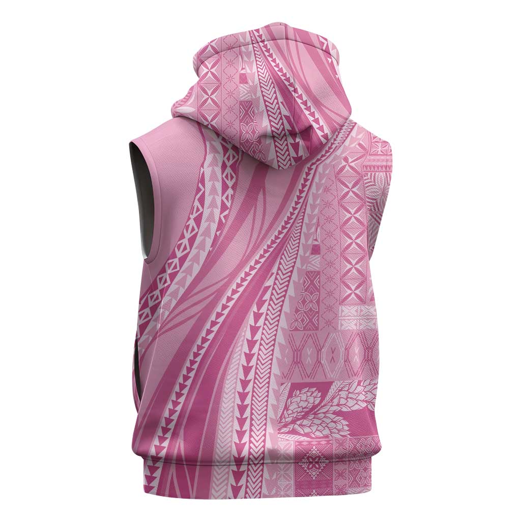 Pasifika Women's Day - Samoa Siapo Malu Tattoo Inspired Sleeveless Zip Hoodie Pink LT7 - Polynesian Pride
