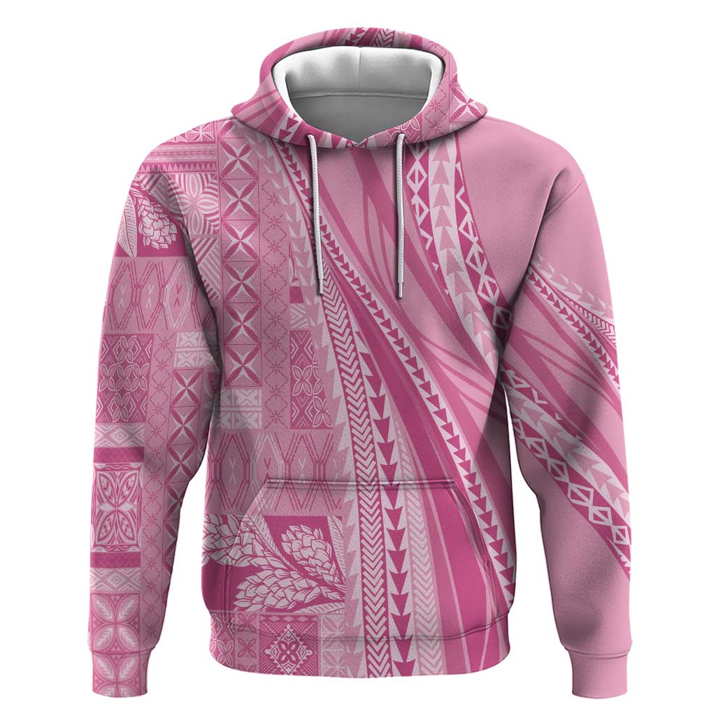 Pasifika Women's Day - Samoa Siapo Malu Tattoo Inspired Zip Hoodie Pink LT7 Pullover Hoodie Pink - Polynesian Pride