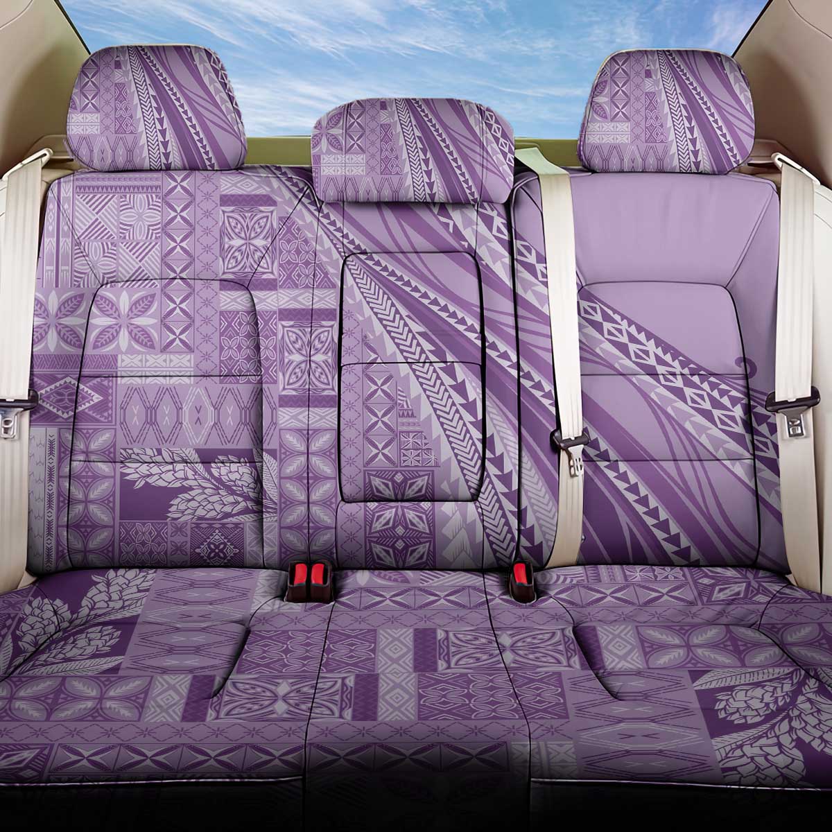 Pasifika Women's Day - Samoa Siapo Malu Tattoo Inspired Back Car Seat Cover Lavender