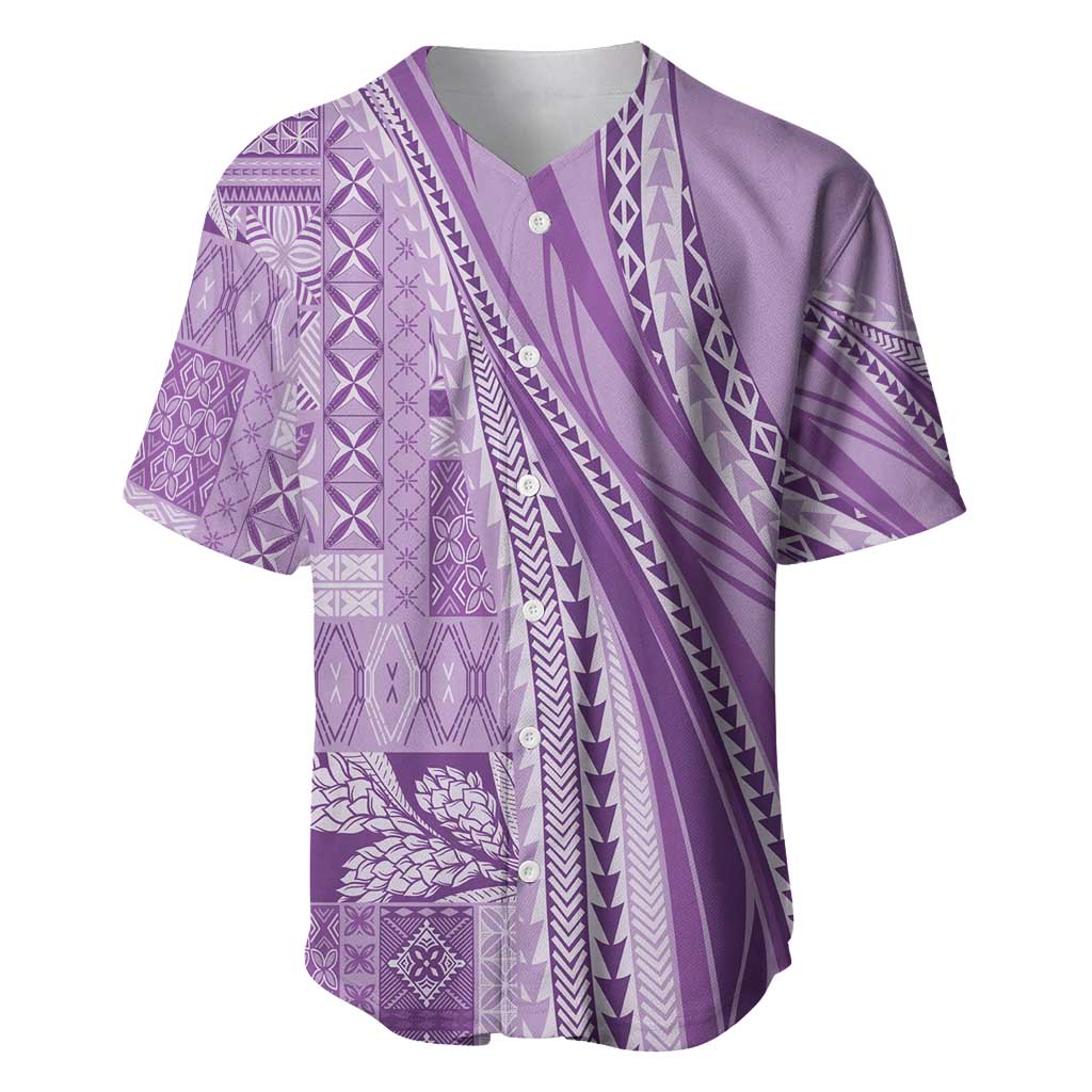 Pasifika Women's Day - Samoa Siapo Malu Tattoo Inspired Baseball Jersey Lavender LT7 Lavender - Polynesian Pride