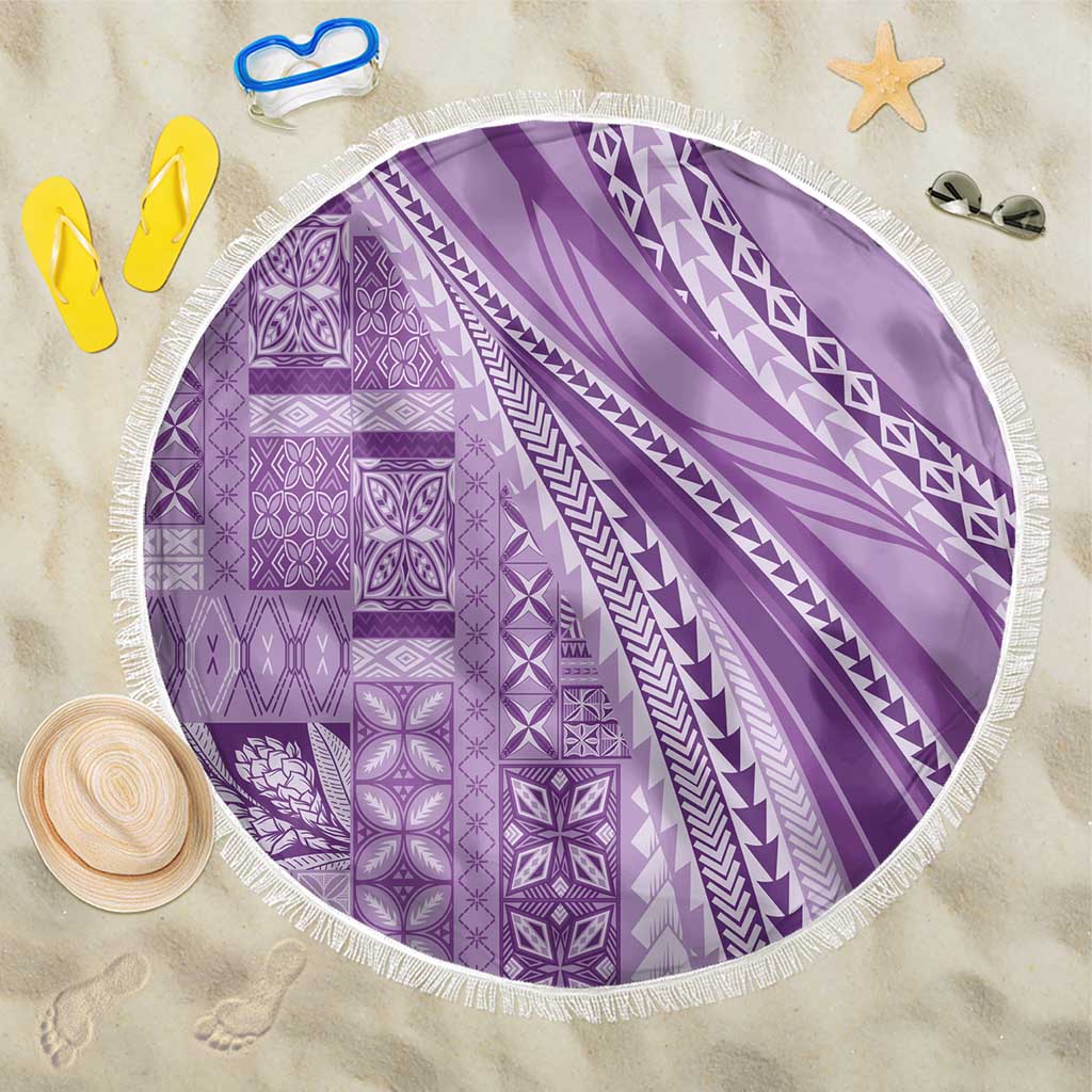 Pasifika Women's Day - Samoa Siapo Malu Tattoo Inspired Beach Blanket Lavender