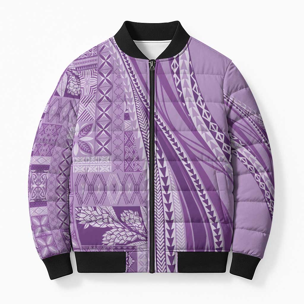 Pasifika Women's Day - Samoa Siapo Malu Tattoo Inspired Bomber Puffer Jacket Lavender