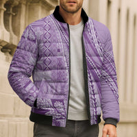 Pasifika Women's Day - Samoa Siapo Malu Tattoo Inspired Bomber Puffer Jacket Lavender